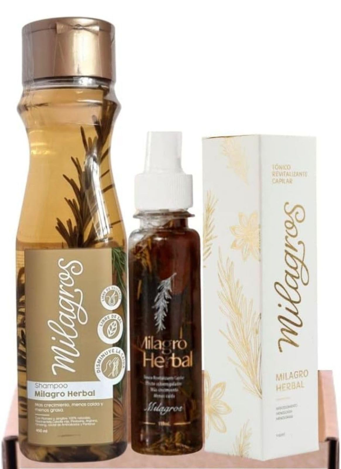 Herbal shampoo With 100% natural rosemary and Hair Tonic (2 pack) shampoo milagros herbal y tonico revitalizante capilar milagros herbal
