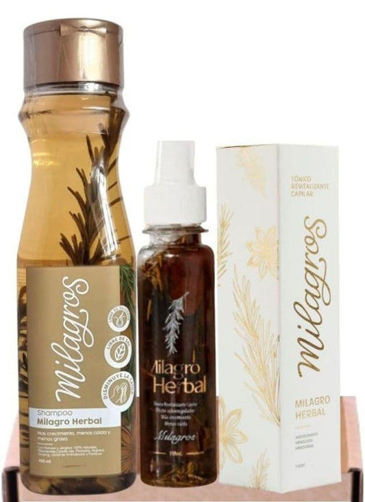 Herbal shampoo With 100% natural rosemary and Hair Tonic (2 pack) shampoo milagros herbal y tonico revitalizante capilar milagros herbal