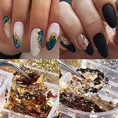 Holographic Nail Art Foil Flakes Glitter Sequins for Manicure, 6 Colors