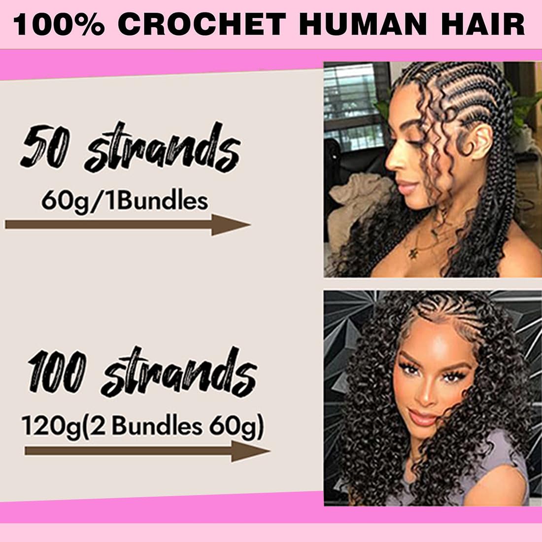 OLFORY Burmese Curly Human Crochet Hair for Black Women Curly Crochet Human Hair 60g Pre-Separated Feather Human Hair Crochet Bundles Lightweight Invisible Remy Hair Extensions Natural Black 20 Inch