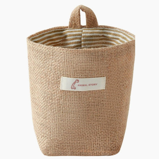 Washable Cotton Linen Hanging Organizer Bag for Door Wall Bedside | Washable Storage Pockets | Space Saving Reusable Closet Organizer (Yellow Stripe)