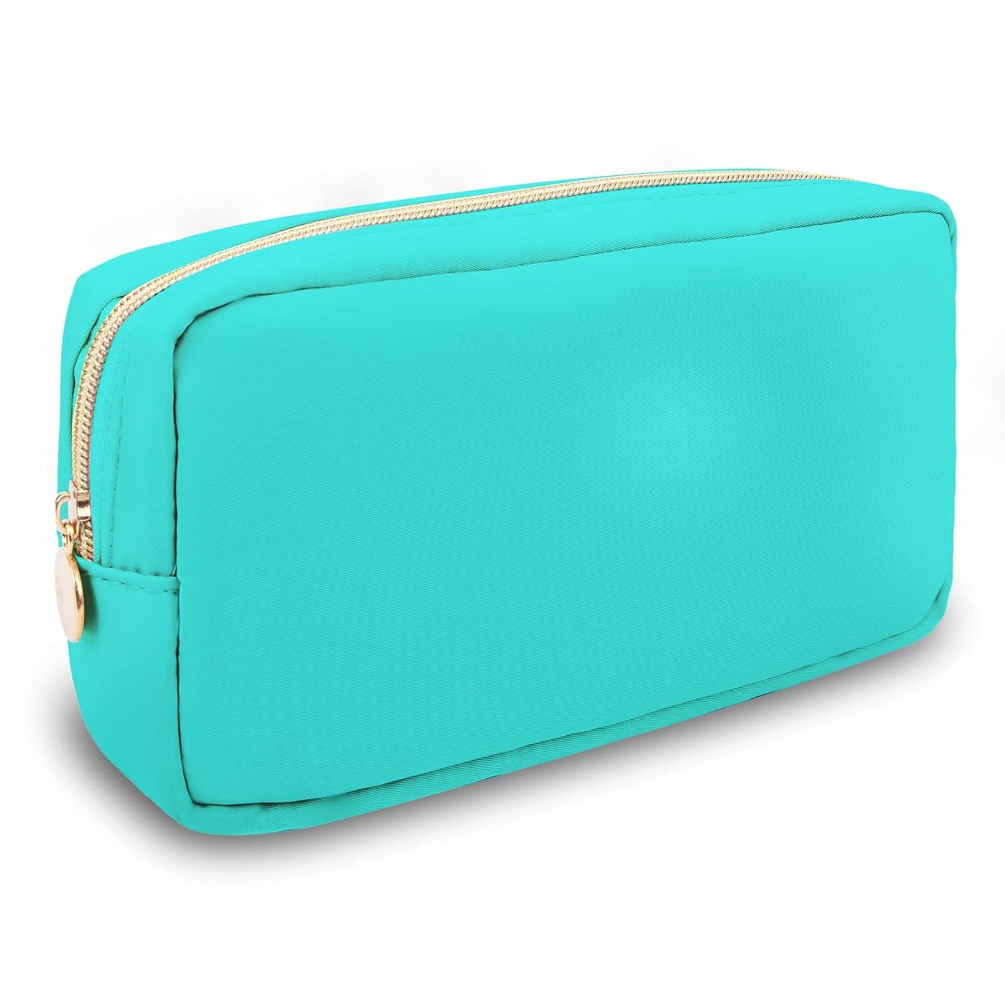 Waterproof Mini Floral Makeup Bag - Nylon Travel Pouch for Women | Cute Zipper Toiletry Organizer (Mini White-Flowers)