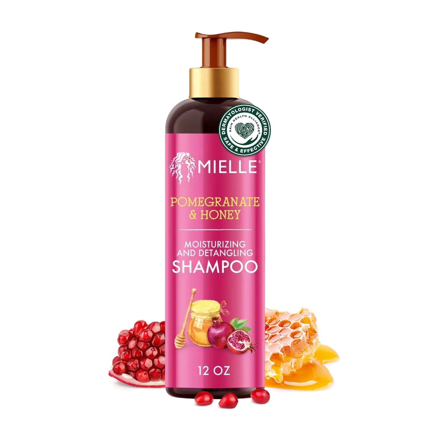 Mielle Organics Pomegranate & Honey Shampoo - Moisturizing Curly Hair Cleanser with Honey & Babassu Oil | 12 Fl Oz