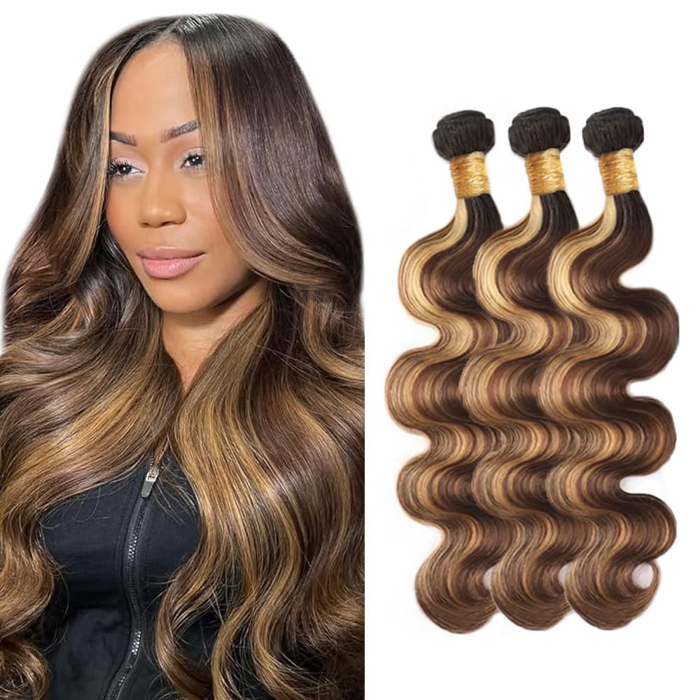 300g 24 26 28 Inch P427 Ombre Human Hair Bundles Brown Ombre Bundles Human Hair P427 Body Wave Bundle 1BP427 Highlight Brown Bundle