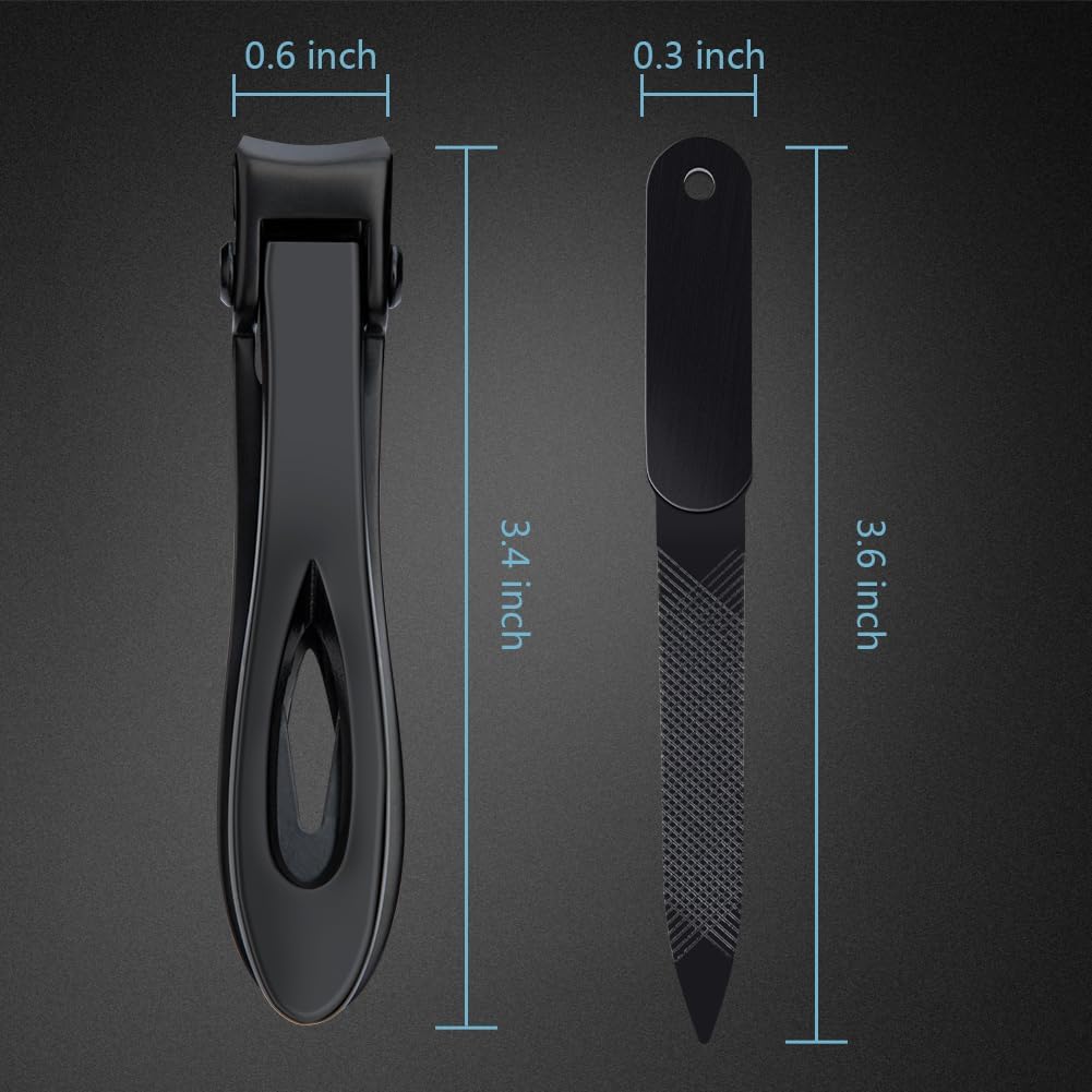 Big Toenail Clippers - Stainless Steel Wide Jaw Nail Clippers for Thick Nails | 15mm Black
