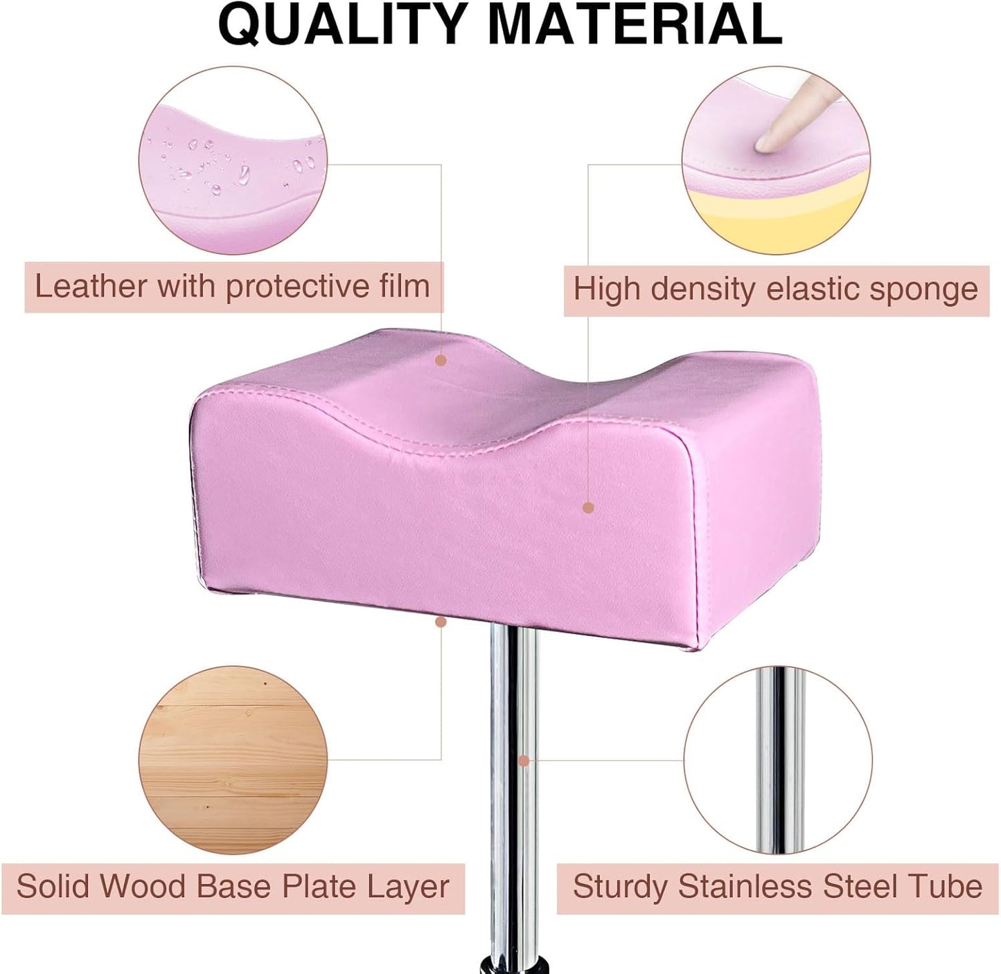 Adjustable Pedicure Foot Rest - Non-Slip Stool for Home & Office | Pink Color