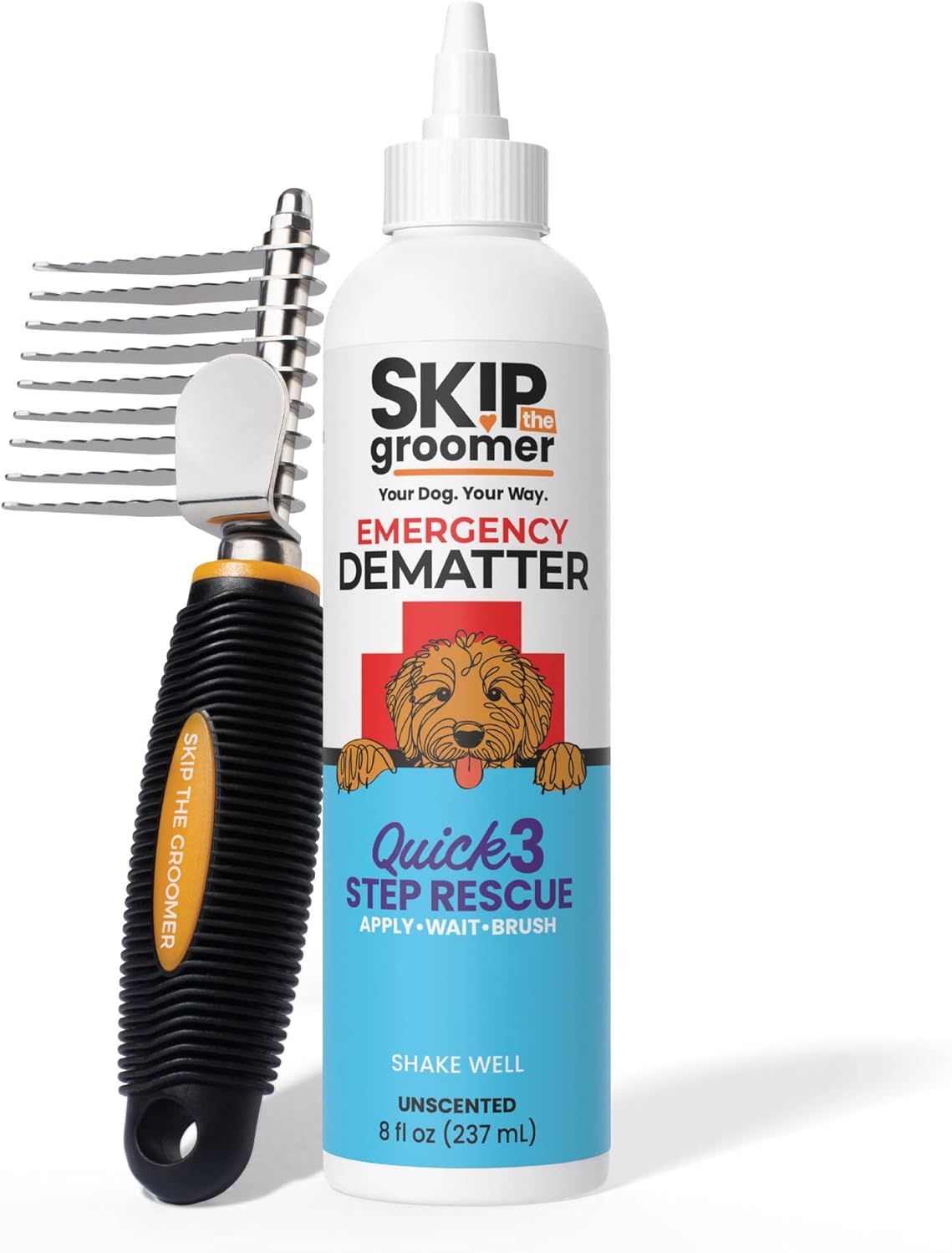 Emergency Dematter Cream & Rake Brush Bundle | At-Home Mat Relief for Goldendoodles, Poodles & Doodles