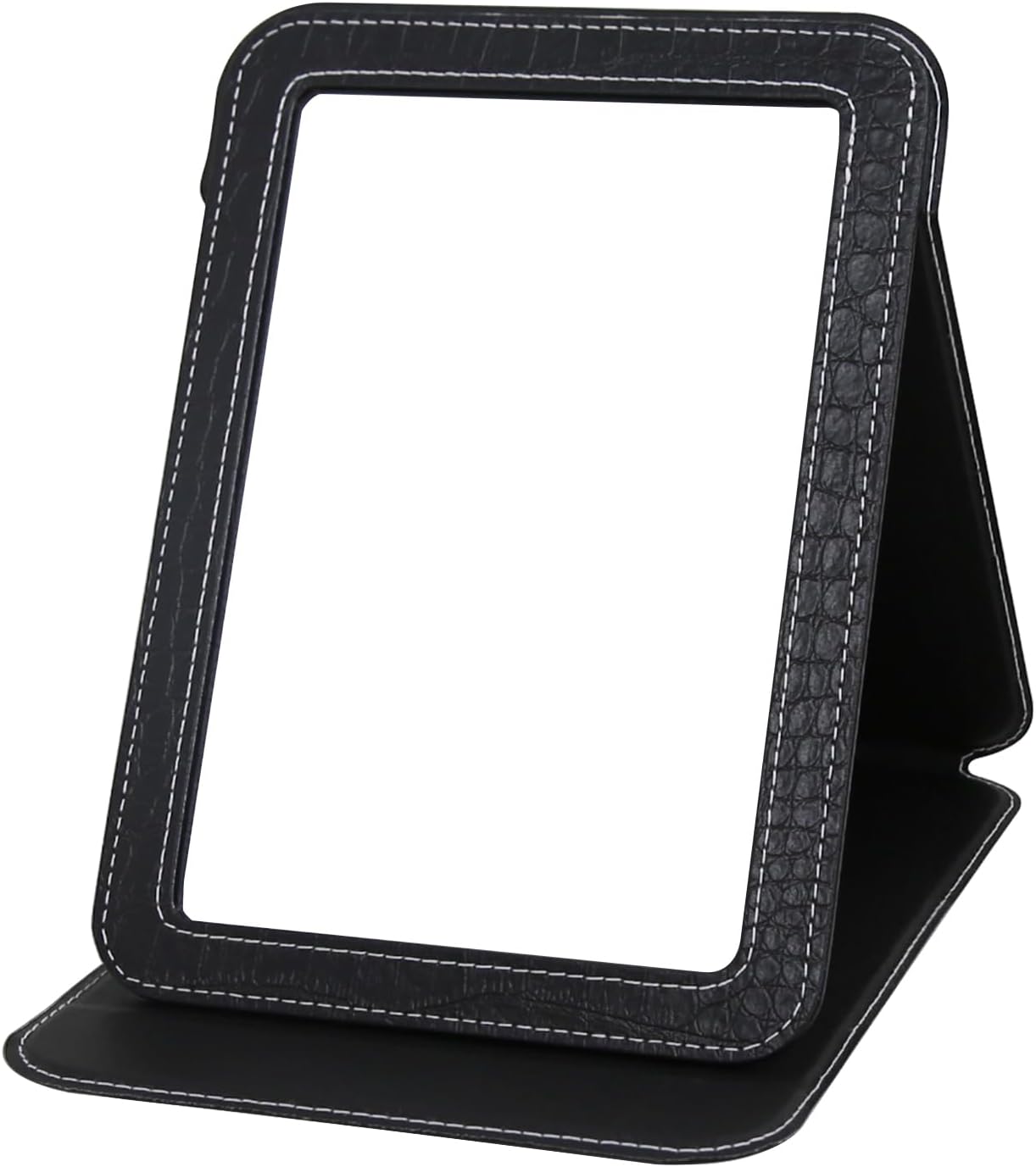 Foldable Desk Mirror - Blue Adjustable Angle Travel Mirror with PU Edge Cover | 6.5×8.9”