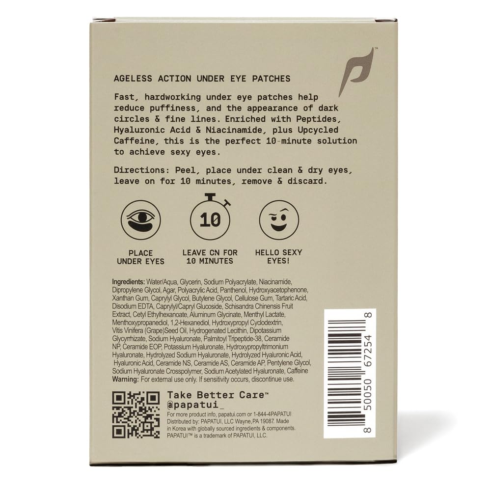 Fast-Acting Under Eye Patches for Men - Reduce Puffiness & Dark Circles | Niacinamide, Hyaluronic Acid, Caffeine | 6ct