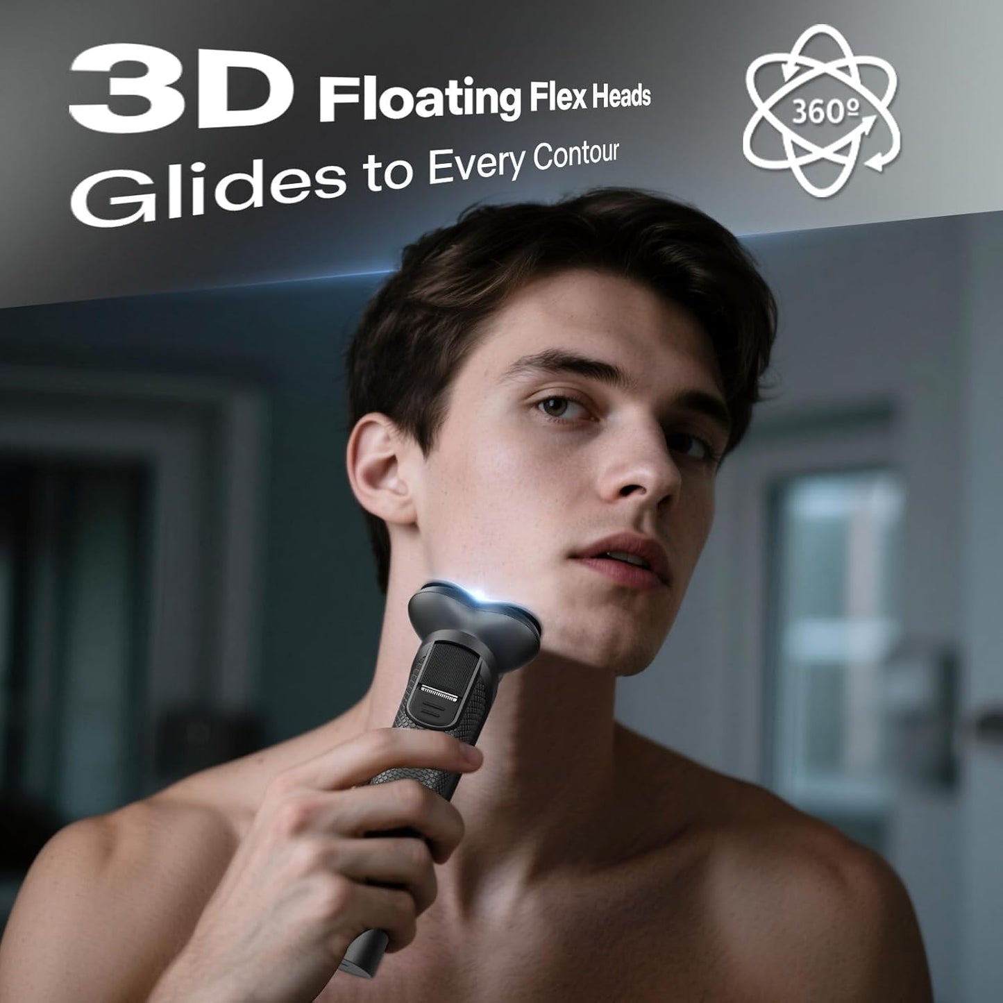 Electric Razor for Men - 3D Flex Blades, Pop-Up Trimmer, IPX8 Waterproof | Sleek Gunmetal Finish
