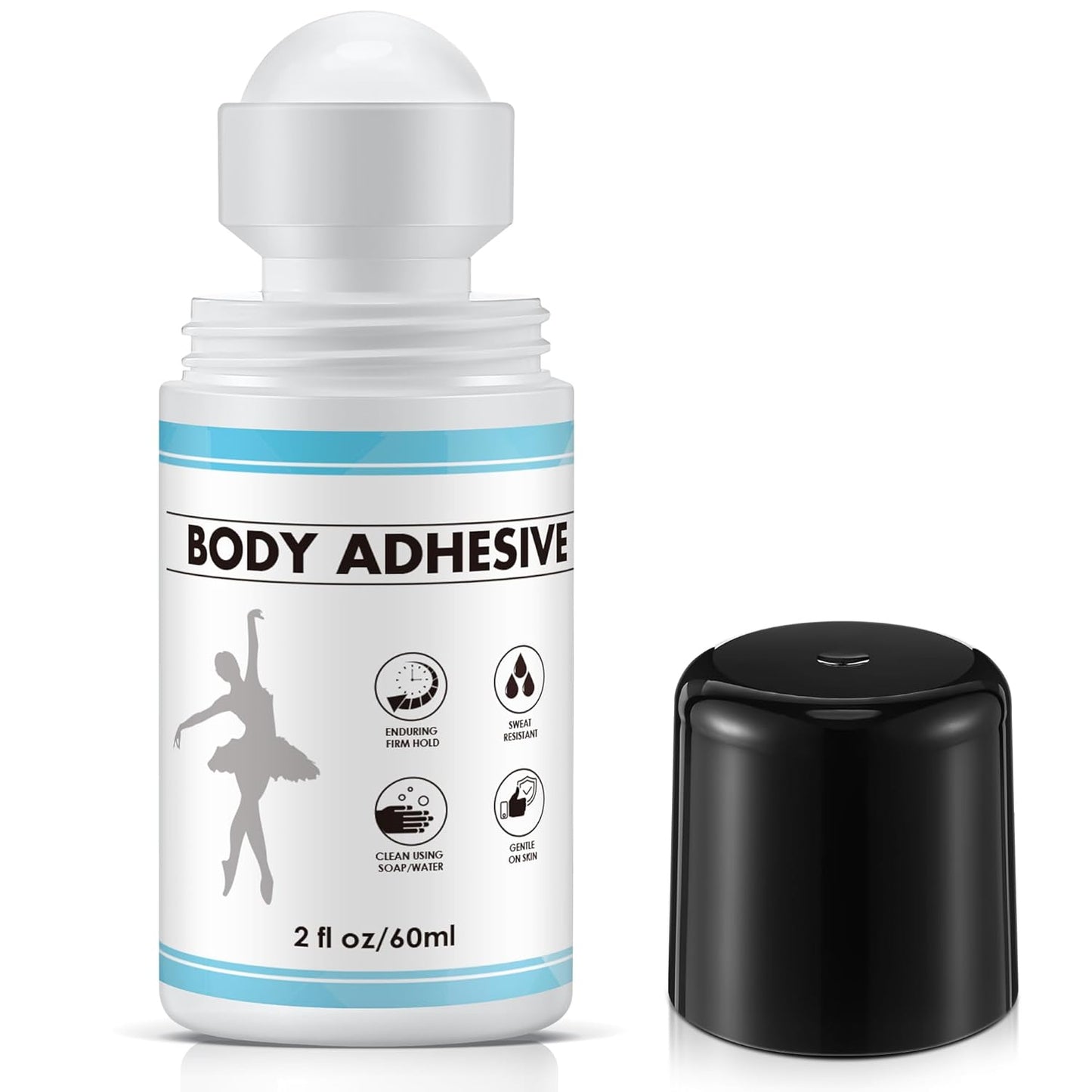Roll-On Body Adhesive for Dancers - Sweat Resistant & Water Wash Off | 2oz Fashion Butt Glue Applicator