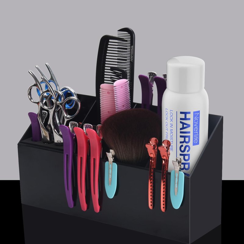 Noverlife Hair Scissors Large Storage Box, Shear Holder for Hair Salon, Scissor Holder, Hairdressing Combs Clips Scissors Professional Hairdressing Combs, Clips, Brushes Storage Racks Tool Box - Black