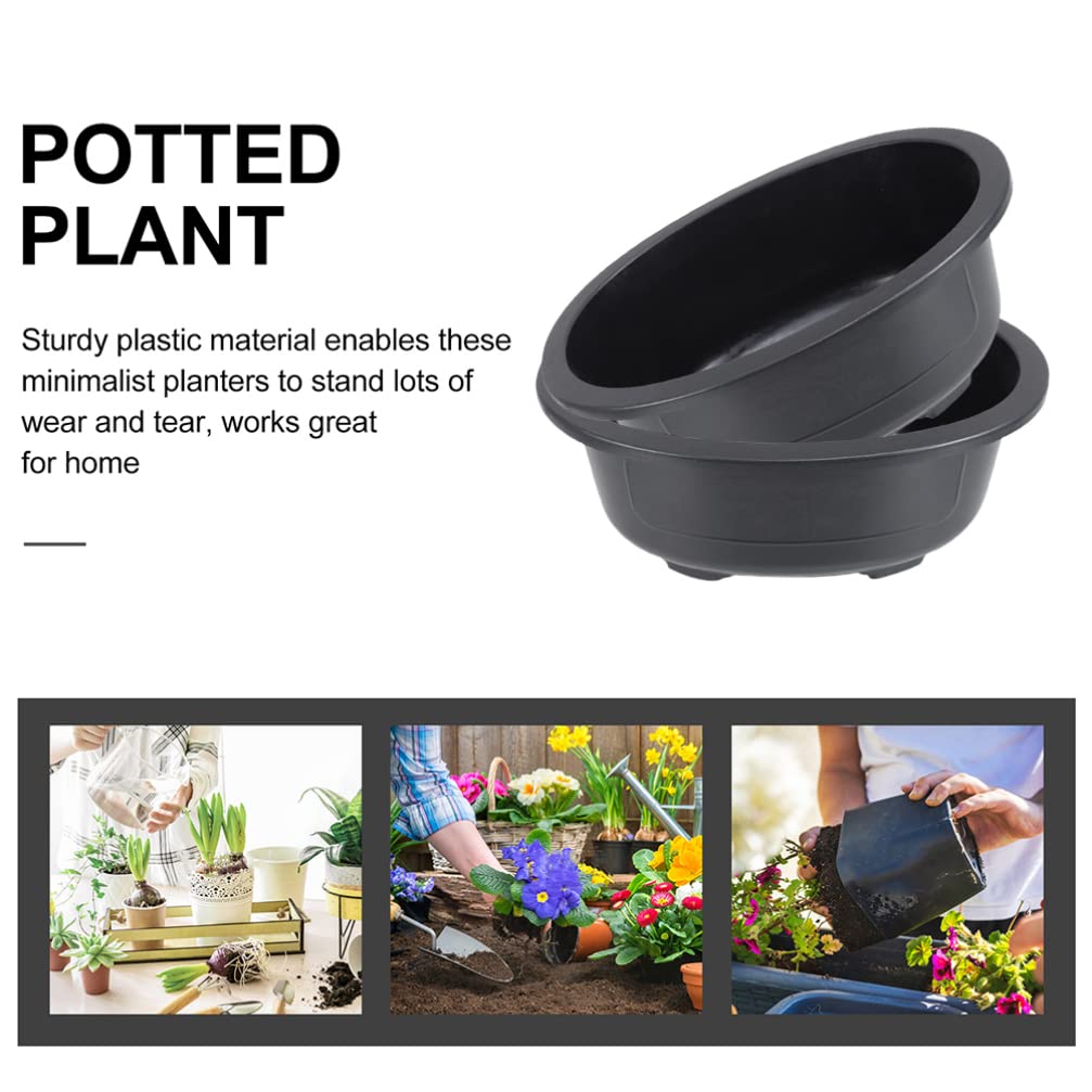 Angoily 2Pcs Bonsai Training Pot 17" Plastic Bonsai Pot with Drainage Hole Oval Planter for Desktop Decoration Nursery Garden Balcony