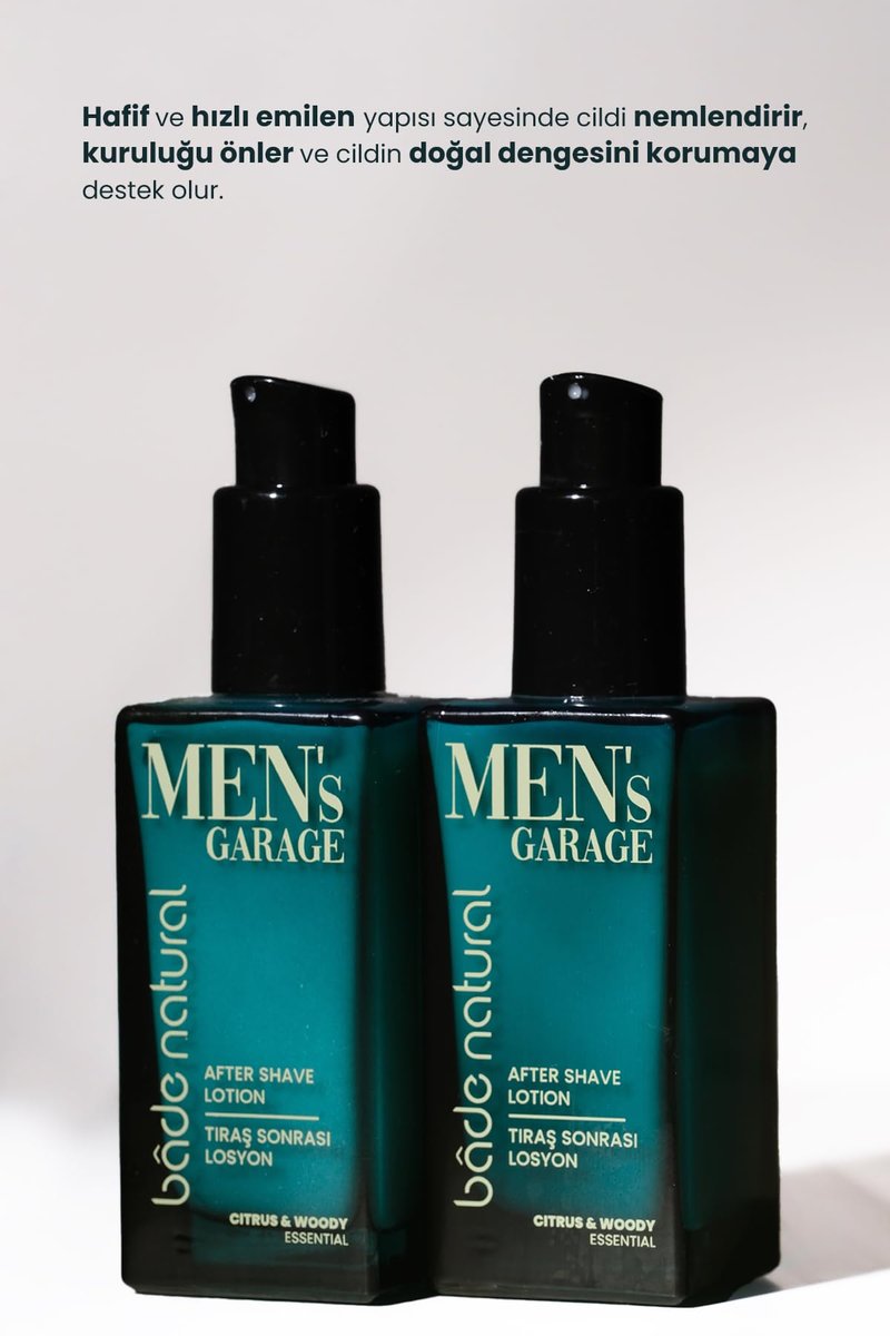 Bade Natural Men’s Garage After Shave Lotion for Men (50 mL) – Refreshing & Soothing Post-Shave Moisturizer with Natural Botanicals, Calms Irritation, Hydrates Skin, Citrus & Woody Scent