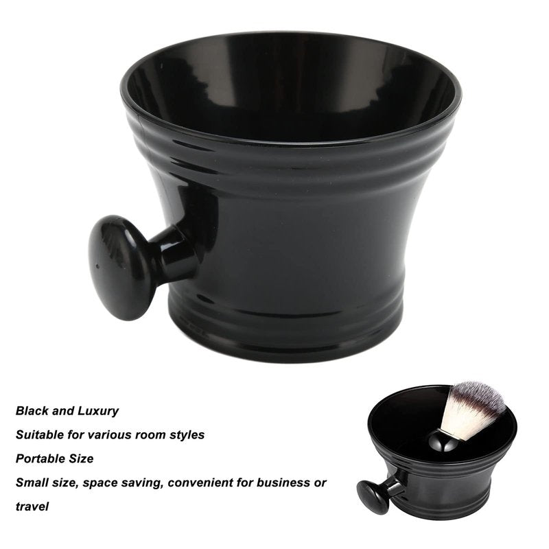 TIKATARER Shaving Bowl, Large Capacity Portable Black Shaving Soap Bowl Shave Mug with Comfortable Grip Handle for Barber and Home Use