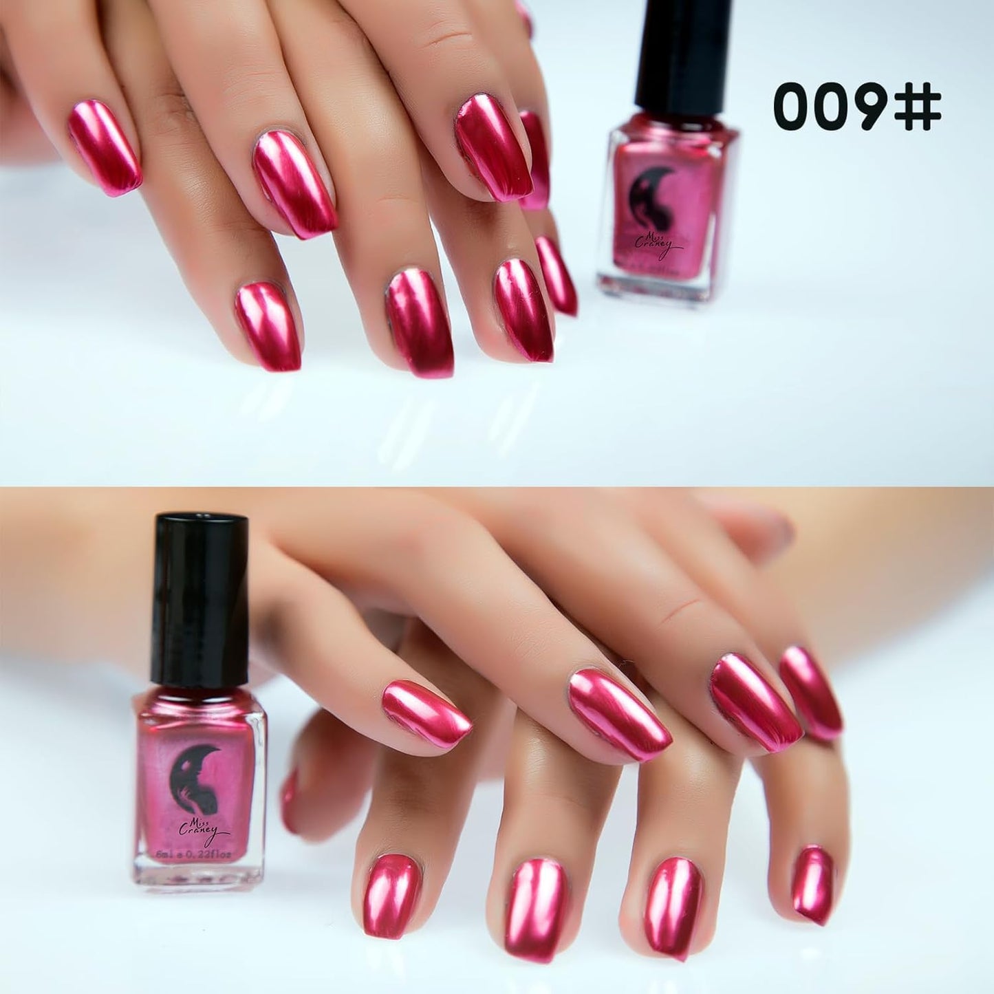 Cherry Pink Red Metallic Nail Polish - Long-Lasting Mirror Finish | Quick Dry 6ml