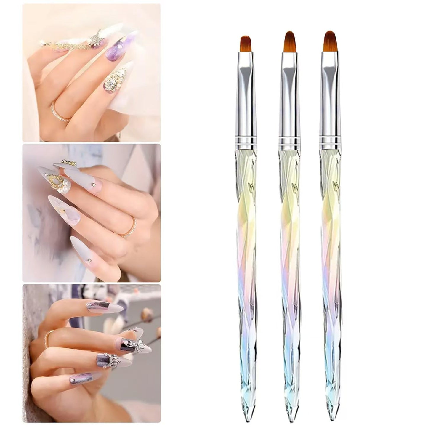 9PCS Nail Art Brush Set, Gel Polish Painting Brushes with Oval, Flat and Liner Brushes, Professional Nail Design Tools for Builder Gel, French Tip, Nail Painting and DIY Manicure