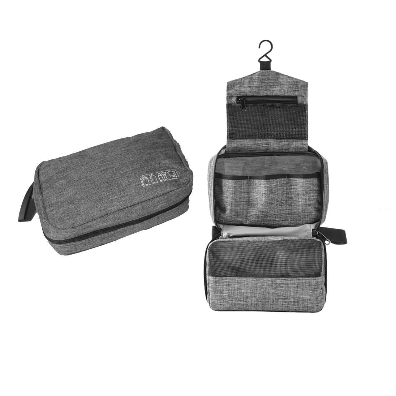 BlrymCrte Travel toilet bag is used to store toiletries, Suitable for short-term travel use hanging toilet bag (Gray)