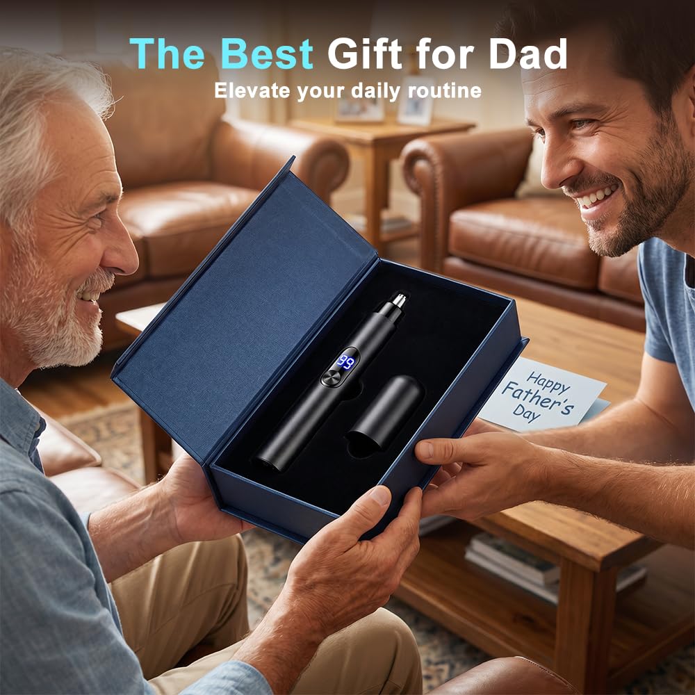 SENOY Nose Hair Trimmer for Men, 2026 New Electric Ear and Nose Hair Trimmer with LED Display, Type-C Rechargeable Mens Nose Hair Trimmer, Great Gifts for Elder, Dad (Mix-2PCS)