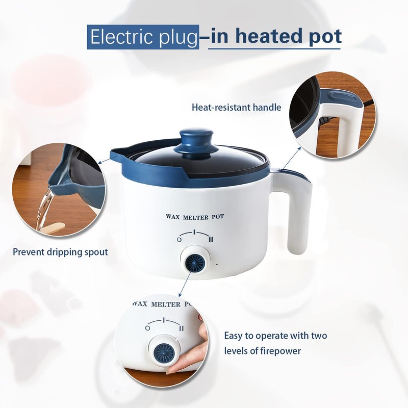 Electric Wax Melter for Candle Making with Pouring Spout, Non-Stick Small Candle Making Pouring Pot, Candle Melting Pot