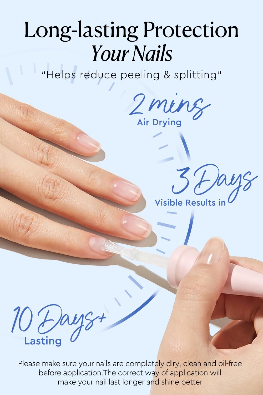 AzureBeauty 18ml Nail Strengthener for Weak & Damaged Nails, Clear Transparent Peel Off Nail Repair Treatment, Ridge Filler & Nail Concealer Foundation, Quick Dry Nail Hardener for Brittle Nails