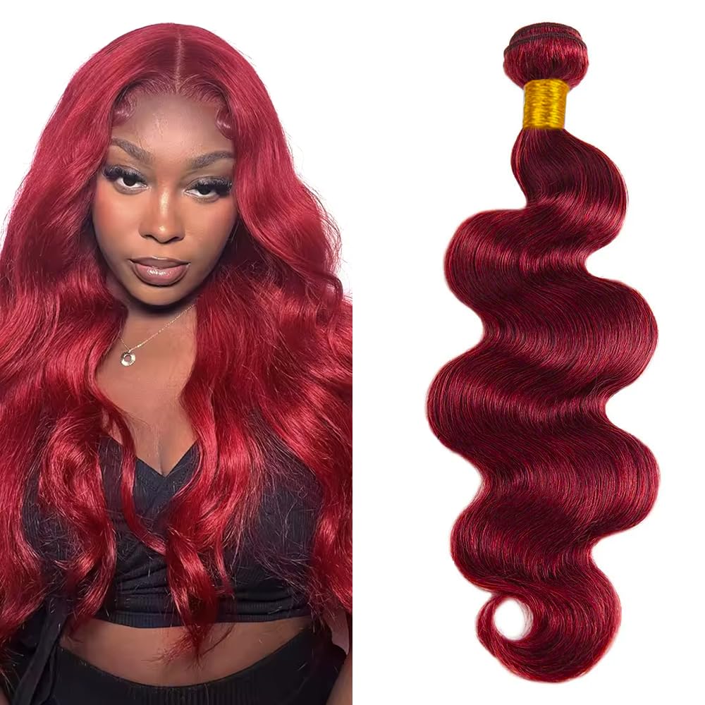Burgundy Bundles Human Hair Burgundy Body Wave Bundles 12 inch Red Human Hair Bundle 99J Body Wave Bundle 50g
