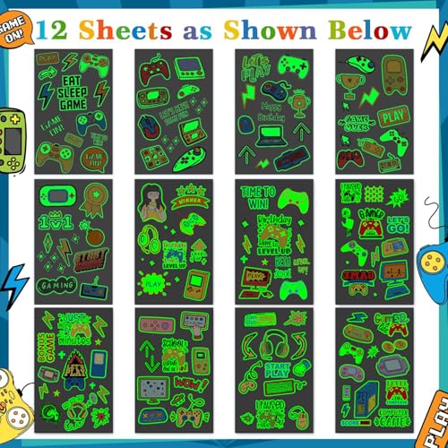 Luminous Video Game Tattoos for Kids - 158 Styles Glow in the Dark Temporary Tattoos