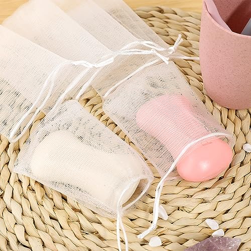 Mozeat Lens 20PCS Mesh Soap Saver Pouches with Drawstring