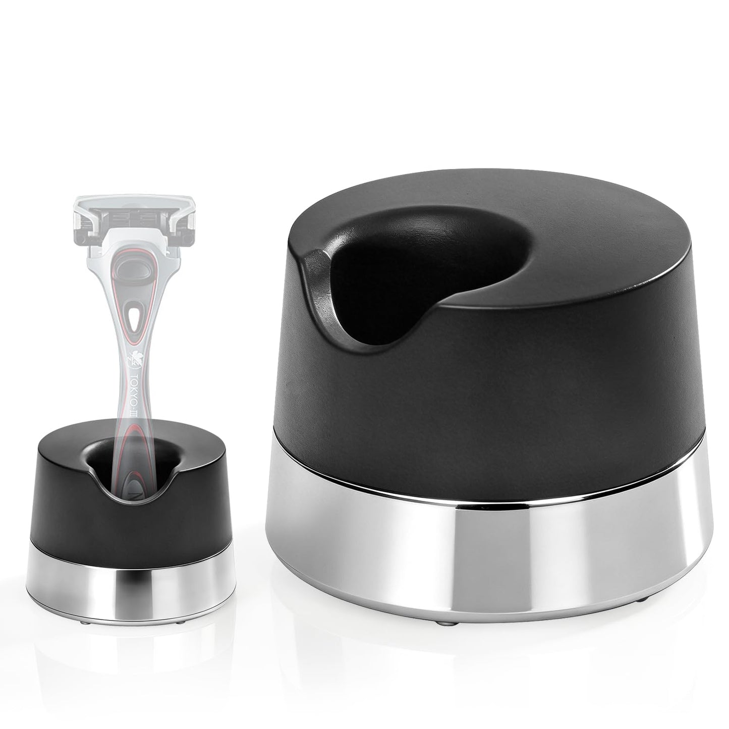 ERAVOR Men's Shaving Safety Razor Stand, Anti-Rust Plastic Matte Black Retro Double Edged Razor Holder for Men Women, Simple Small Long Handle Razor Base Tool, Cute Shaver Accessories