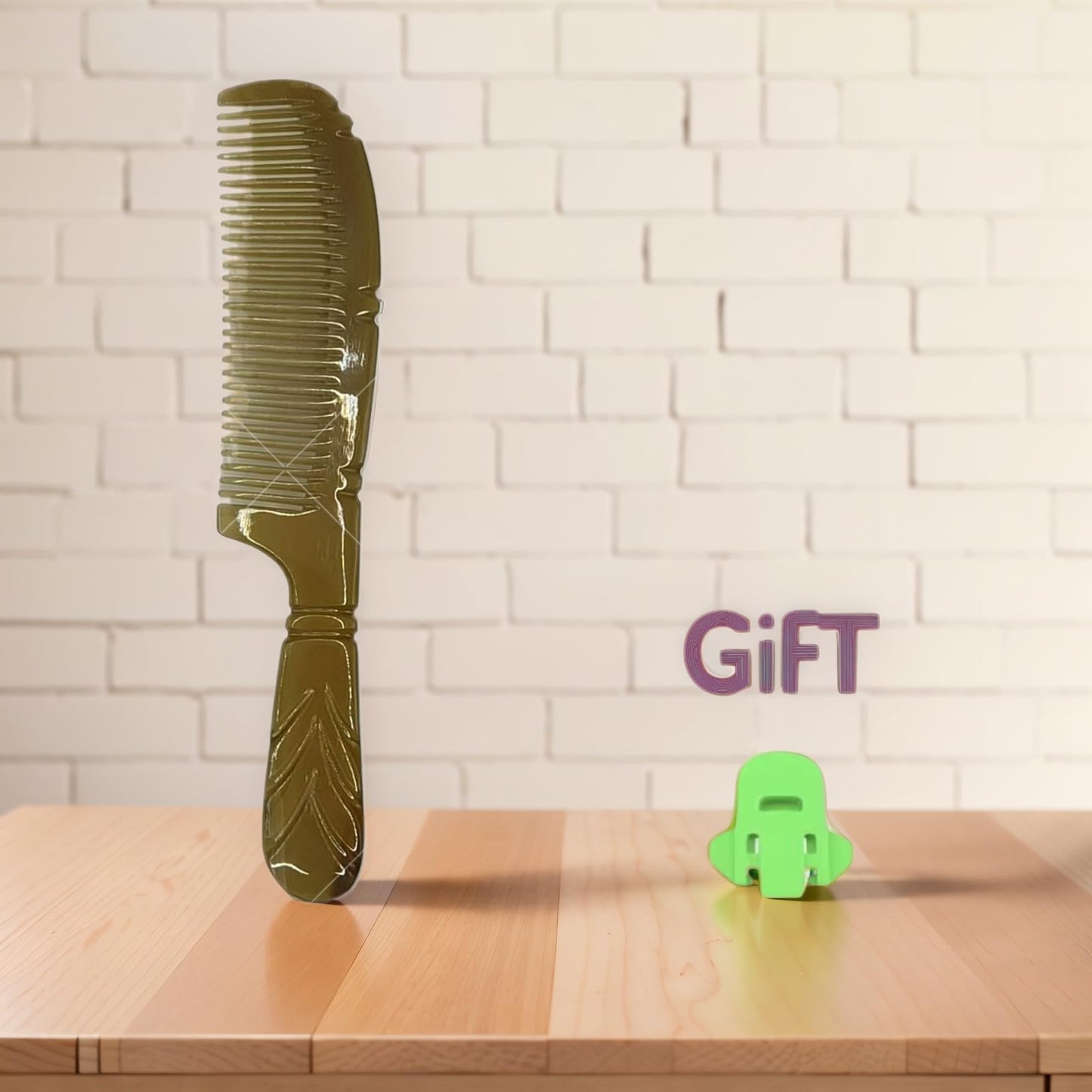 Xiangwenlan Natural Buffalo Horn Comb, Anti-Static Scalp Massaging Comb for Women & Men, Handmade Hair Breakage Reducer