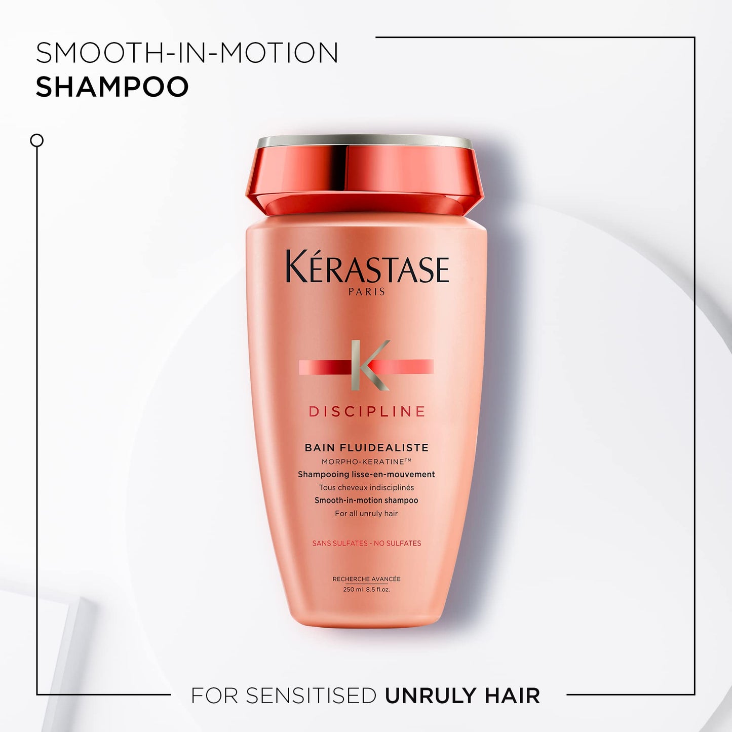 Kerastase Discipline Bain Fluidealiste Shampoo - Sulfate-Free, Smoothing & Hydrating, Frizzy Hair, Softens and Nourishes, 8.5 Fl Oz