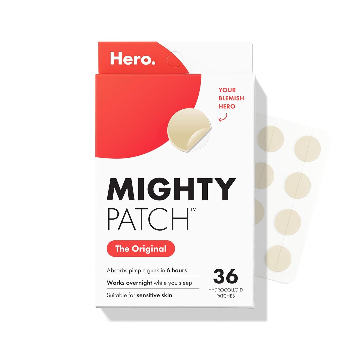 Mighty Patch Original - Hydrocolloid Acne Pimple Patch for Fast Zit & Whitehead Relief | 72 Count