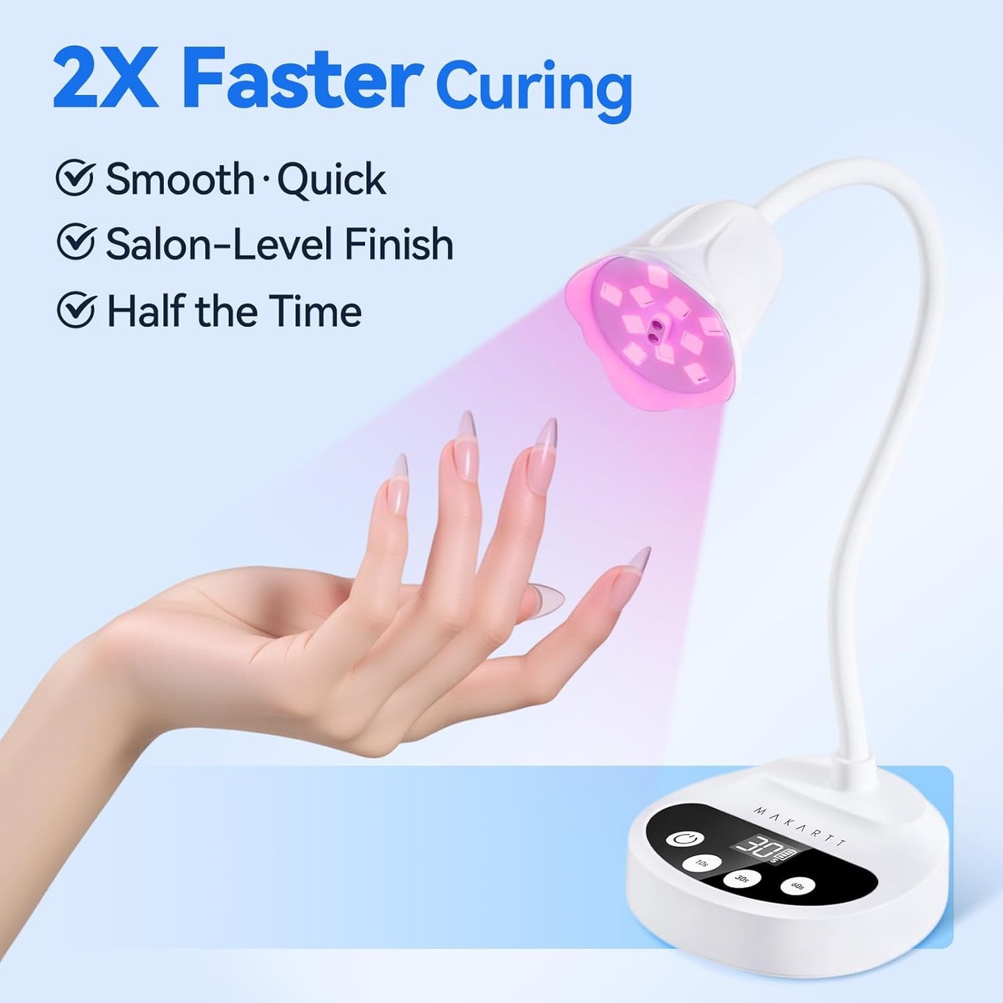 Makartt UV LED Nail Lamp - Portable Cordless Gel Nail Dryer with Auto Sensor & 4 Timers | Rechargeable Gooseneck Design