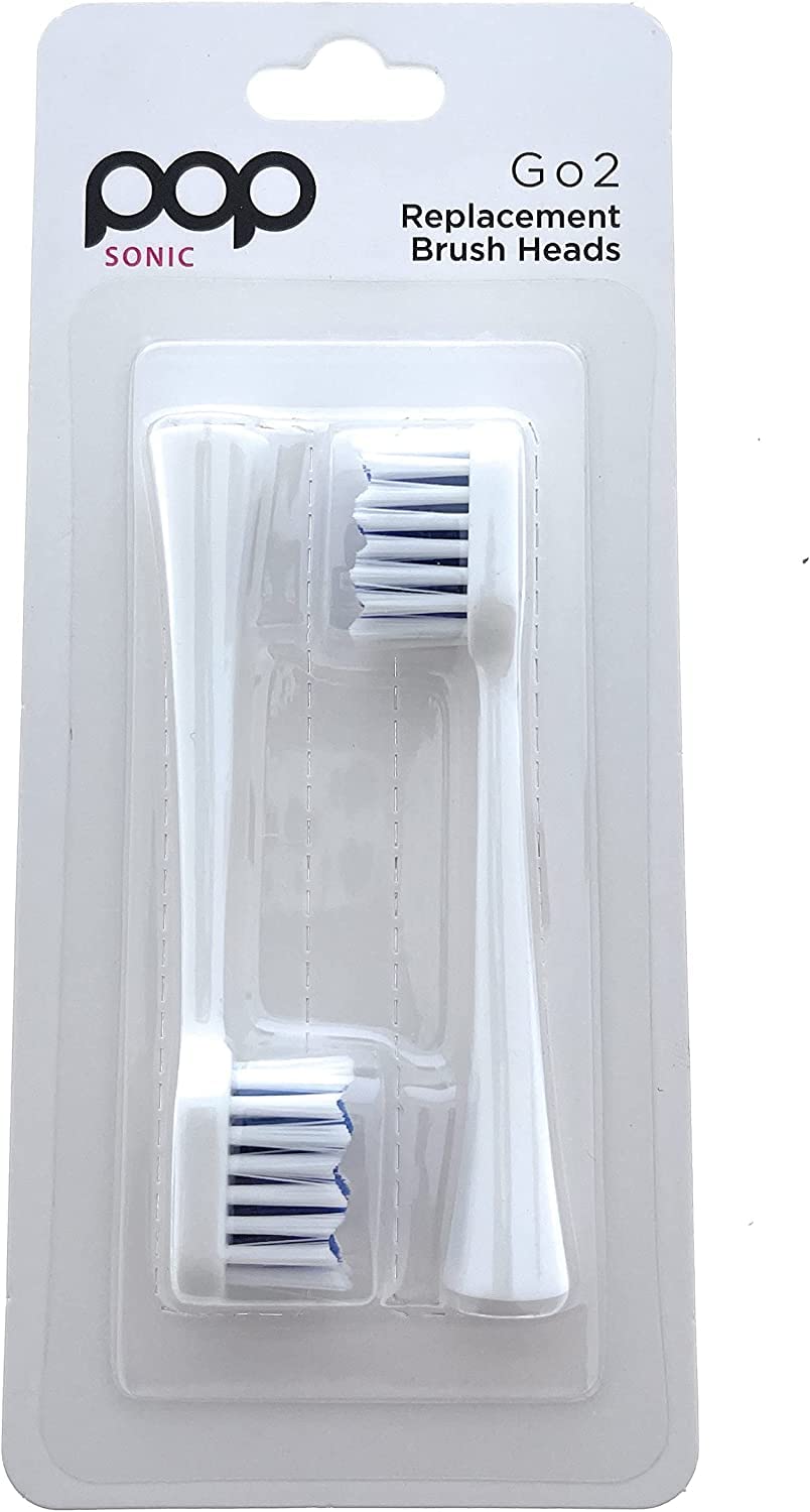 4-Pack Pop Sonic Replacement Toothbrush Heads - Compatiable w/Go Plus - Toothbrush Head w/Super Soft Dupont Tynex Nylon Bristles