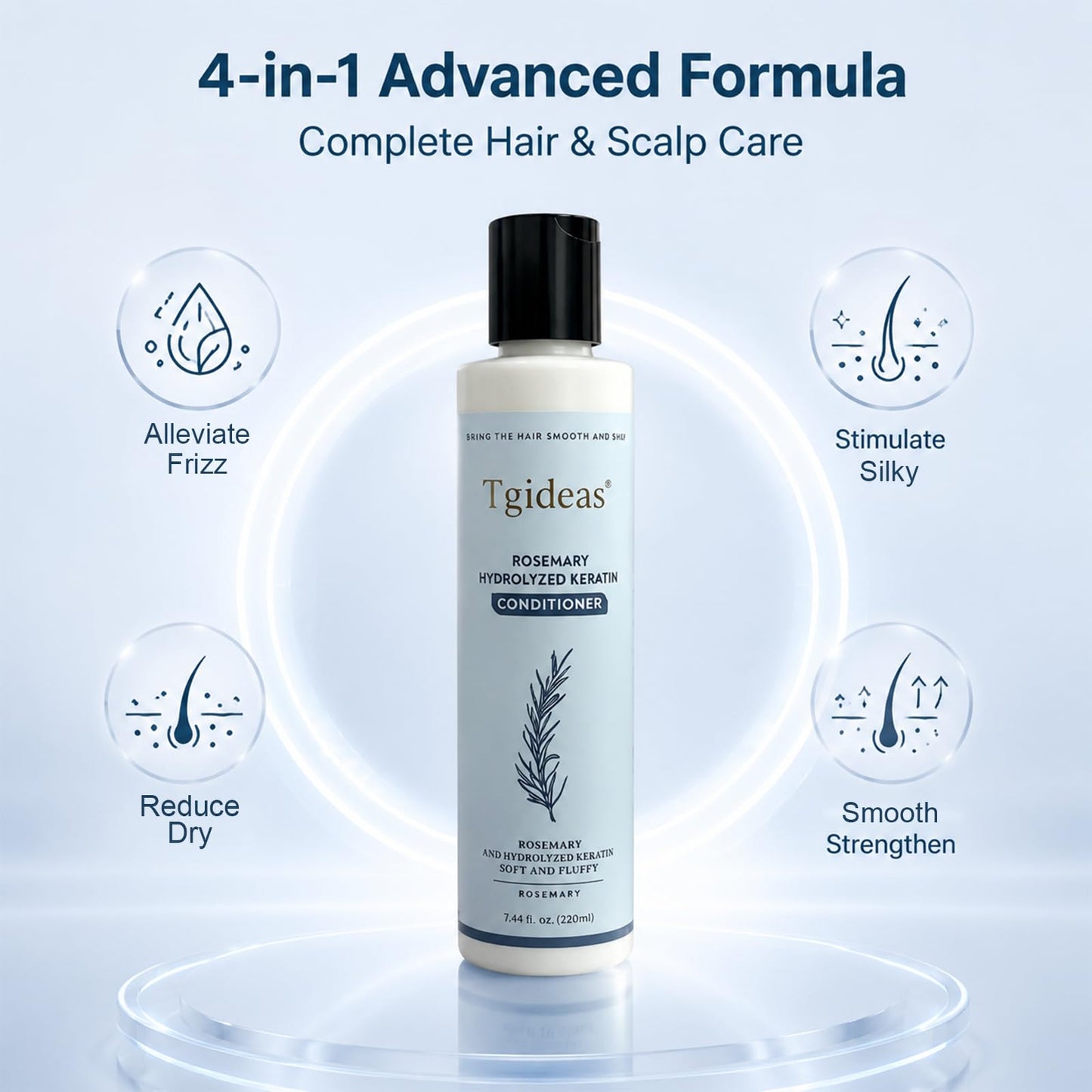 Tgideas Rosemary Hair Conditioner for Women and Men - Natural Hydrolyzed Keratin Infused Detangling & Hydrating Conditioner to Increase Manageability, 7.4 fl.oz