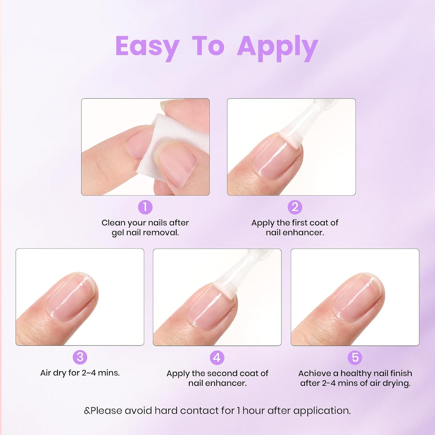 Beetles Nail Strengthener - Grape Nail Enhancer for Damaged Nails | 15ml Air Dry Polish for Natural Growth