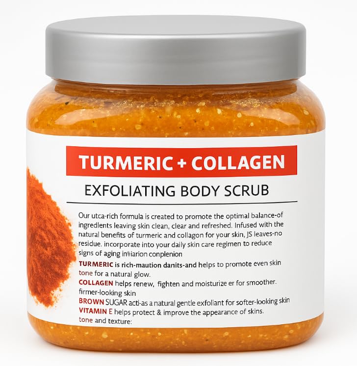 SpaScriptions Turmeric & Collagen Sugar Scrub - 21 oz Brightening Exfoliator for Dull Skin