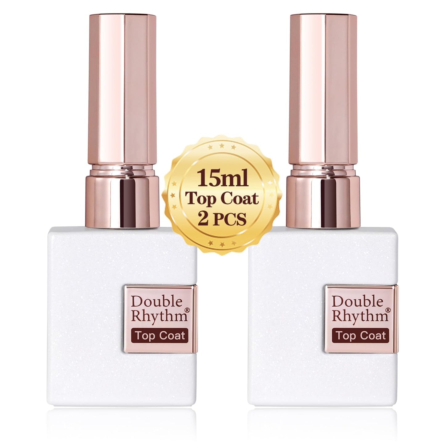 15ML No Wipe Gel Top Coat & Base Coat Set - Clear Glossy Finish | 2 Pcs