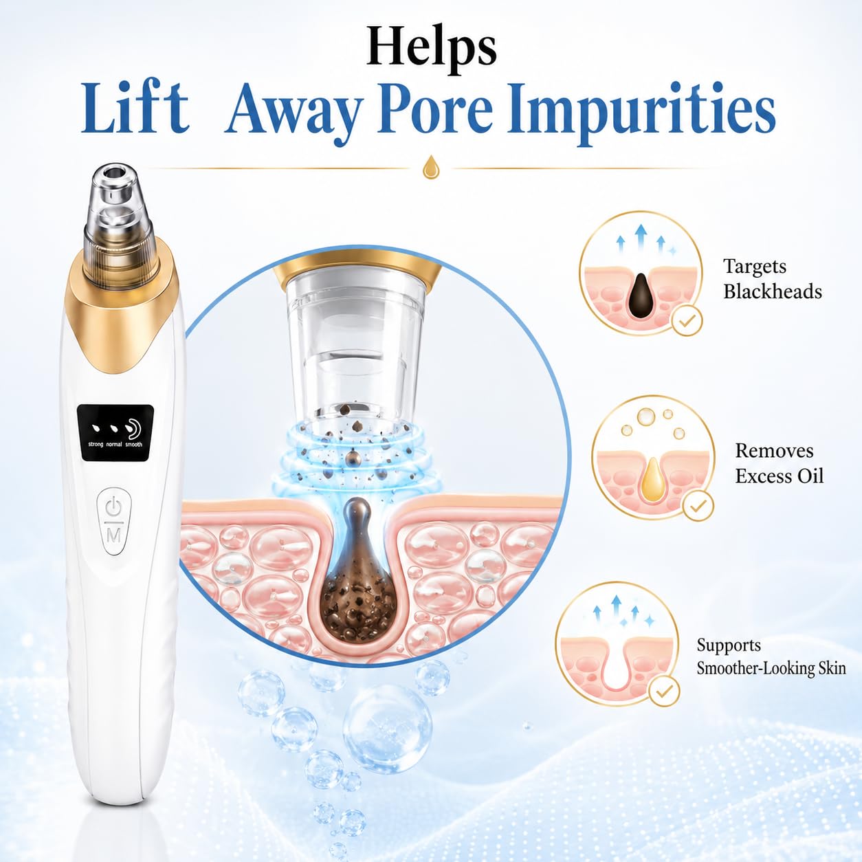 2026 Blackhead Remover with 5 Suction Heads & 4 Gold Extraction Tools, Electric Blackhead Vacuum Pore Vacuum for Deep Facial Cleaning, USB Rechargeable for Women & Men-Khaki