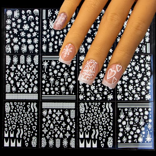 Christmas Snowflake Nail Stickers - 36 Sheets 3D Silver Gold Winter Decor