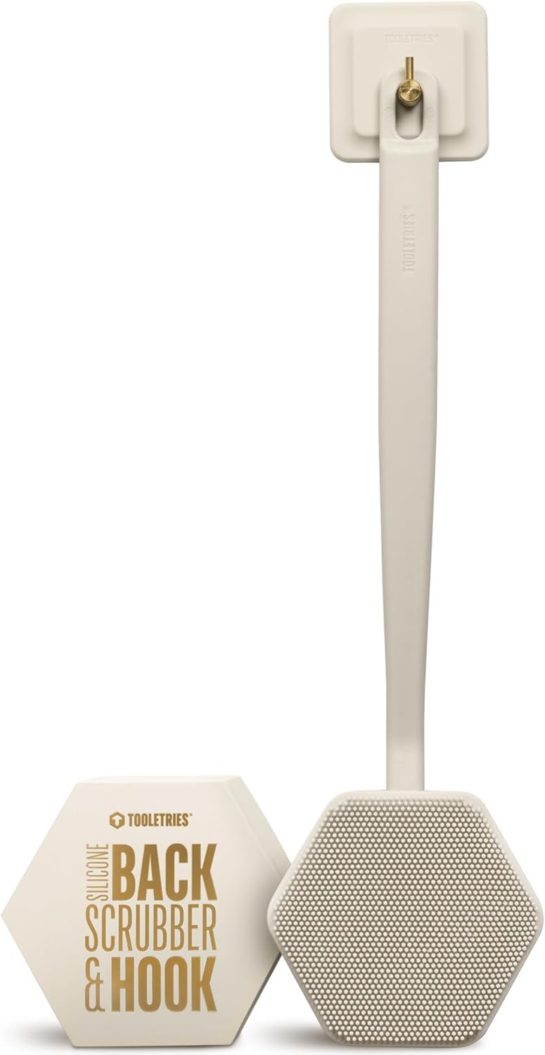 Silicone Back Scrubber - Exfoliating Bath Brush with Long Ergonomic Handle & Non-Slip Grip | Charcoal