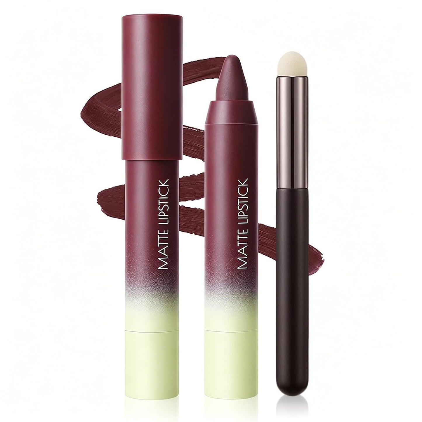 Matte Lip Crayon - 2-in-1 Nude Lipstick & Lip Liner with Brush | Long-Lasting, Waterproof, Vegan