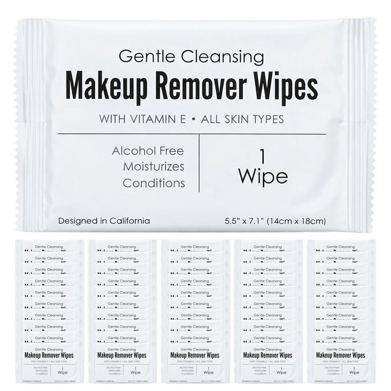 Makeup Remover Wipes - Alcohol-Free Vitamin E Facial Wipes for Sensitive Skin | 500 Count, Travel-Friendly