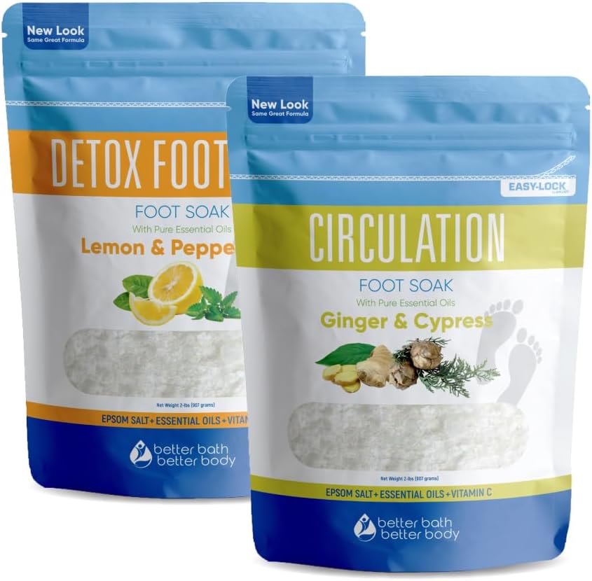 Foot Soak Salts Bundle - DIY Spa Treatment for Discomfort & Dry Skin | 2 lbs Each, BPA-Free Easy Lock Pouch