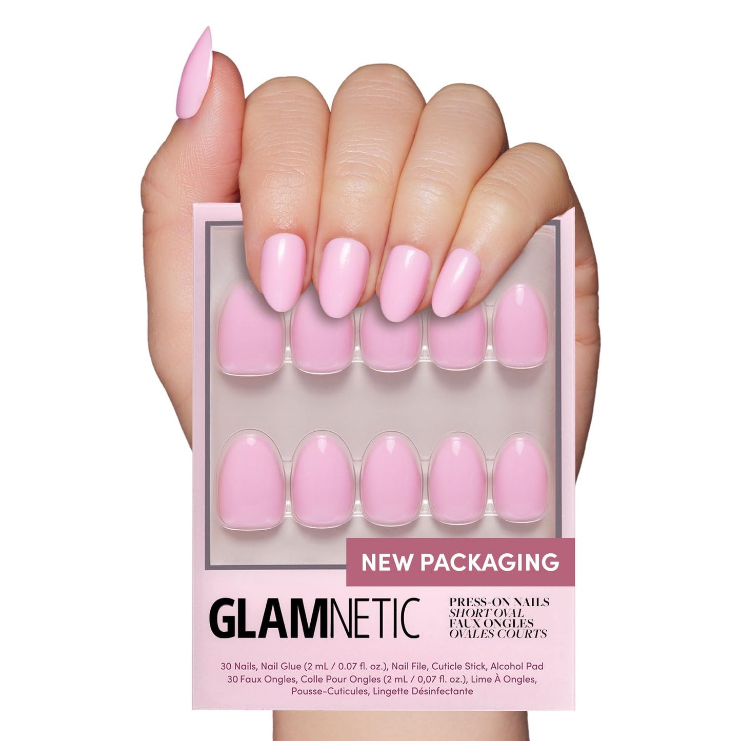 Glamnetic Press On Nails - Honey Bun | Trendy Velvet Sparkly Short Almond Nails | 30 Nail Kit with Glue, 15 Sizes
