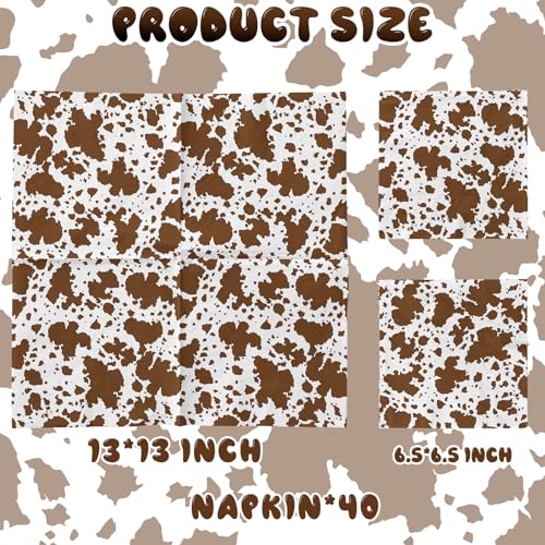 40Pcs Cow Print Napkins for Farm Birthday Party - Disposable Tissue Paper