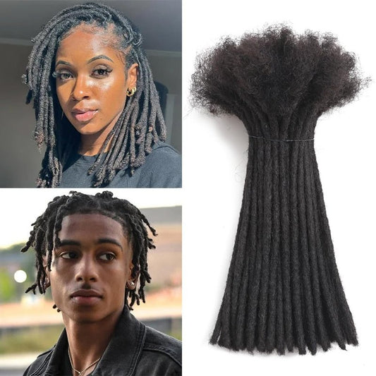 Dreadlock Extensions - 100% Human Hair, Handmade Permanent Locs | 30 Strands, 4 Inch, Can Be Dyed & Curled