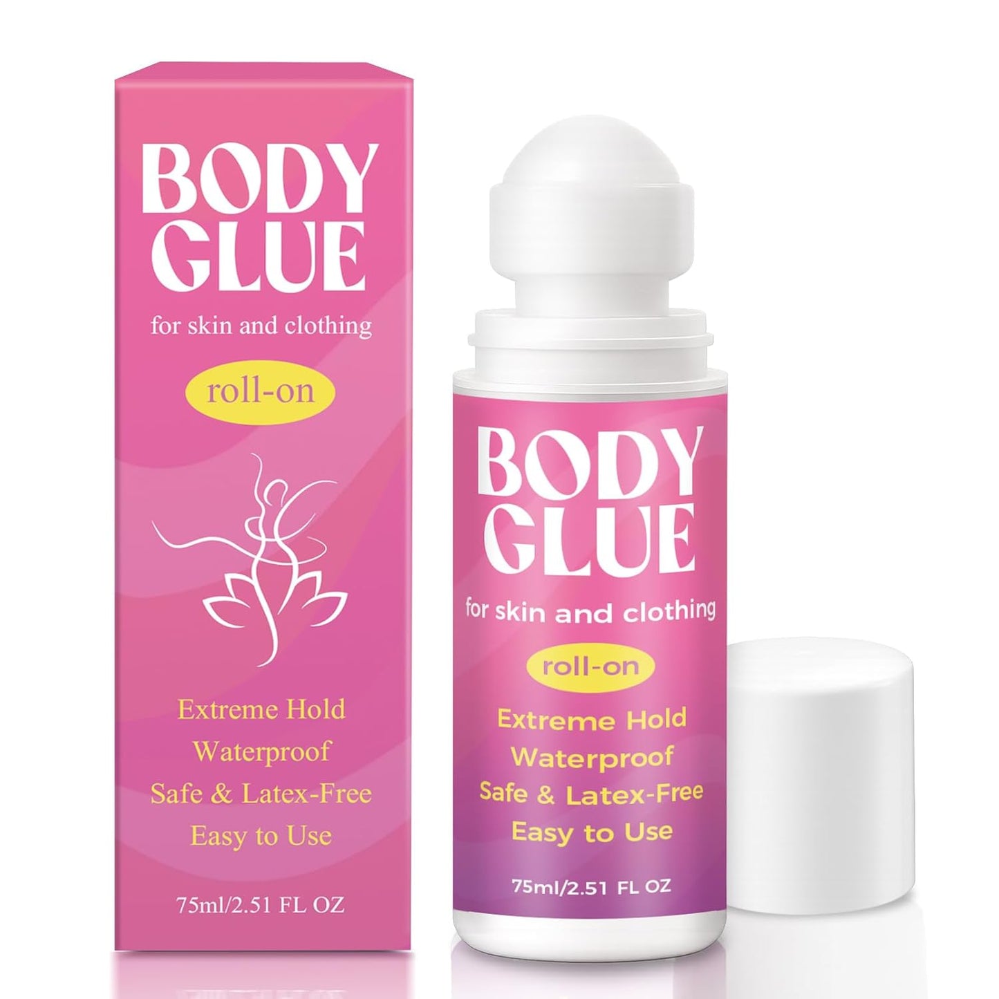 Body Glue - Sweat Resistant Adhesive Roll-On for Clothes & Skin | 2.54 Oz (75ml) - Perfect for Dancers, Costumes & Wigs
