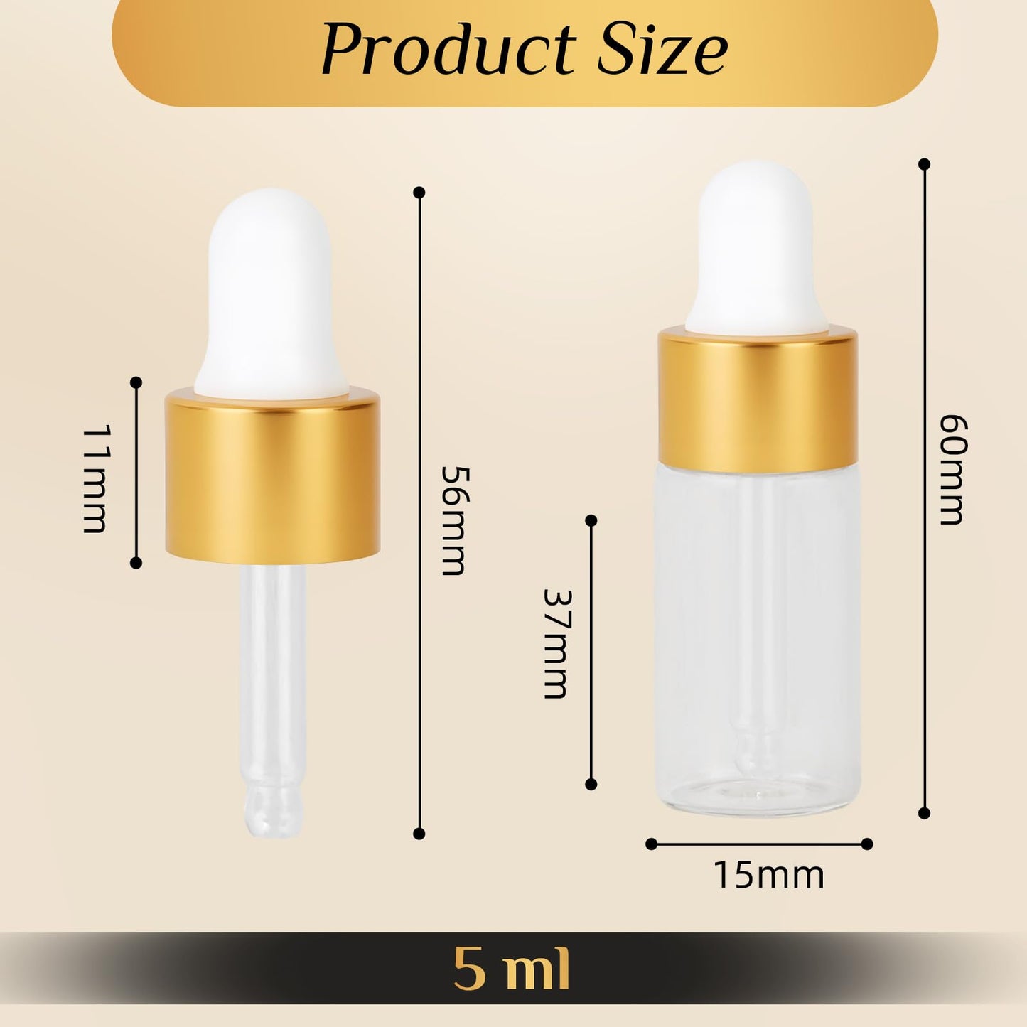 AGZHTYJQ 36pcs 5ml Mini Cuticle Oil Dropper Bottle Serum Travel Container Clear Glass Dropper Bottle For Perfume Cosmetics Liquid Aromatherapy Lab Sample Bottles With 2 Droppers