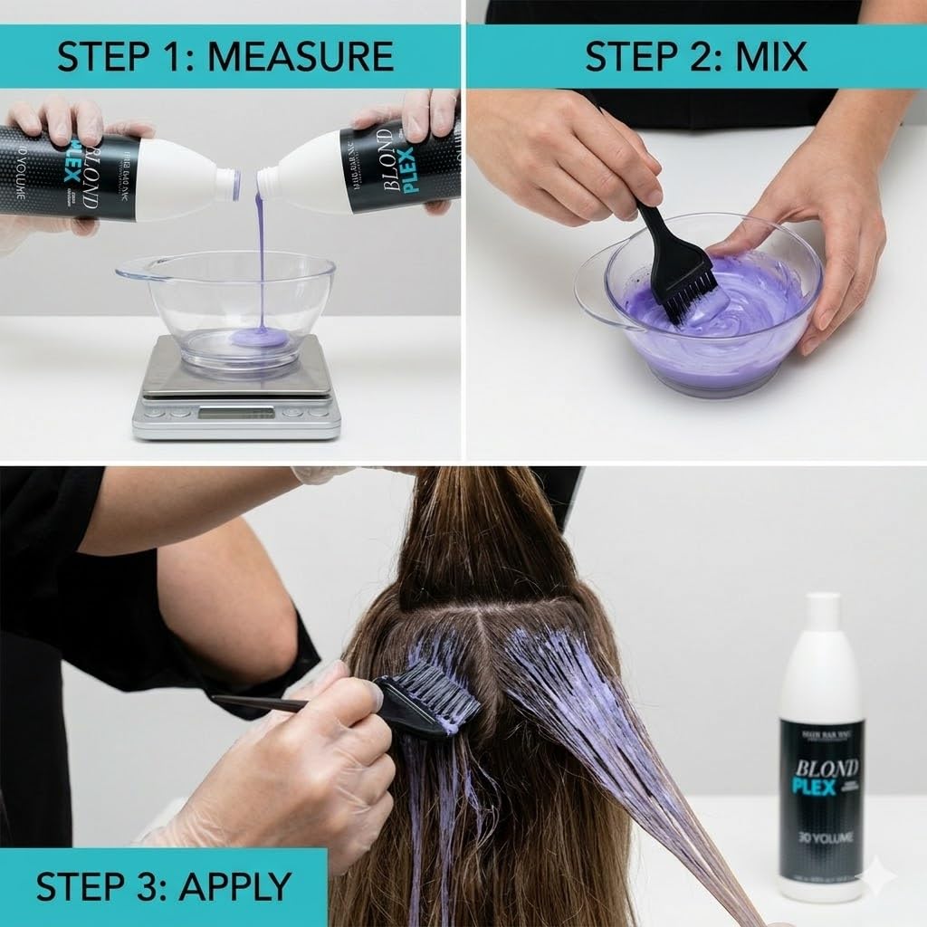 Blond Plex Anti-Yellow Professional Lightening System - 30 Volume Violet Developer for Charcoal Hair | 33.8oz/1L